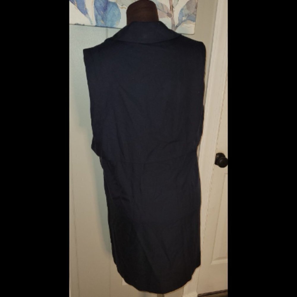 Zara Basic Dress Dark Blue Buttons Suit Dress Size Medium - Picture 6 of 7